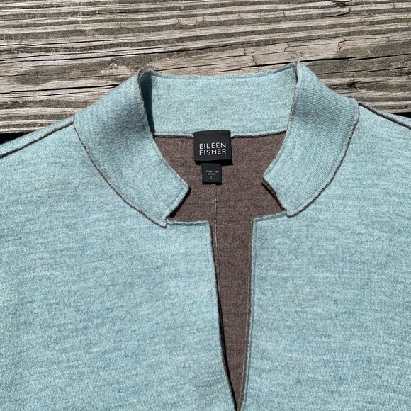 Eileen Fisher Light Blue + Gray Wool Blazer - Picture 3 of 6